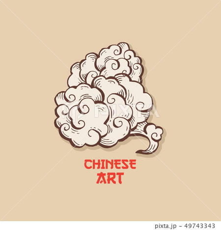 Chinese Gold Clouds and wind blows isolated illustration Chinese Gold Clouds and wind blows isolated illustration 49743343