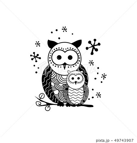 Decorative Owl Silhouette Vector Illustrationのイラスト素材