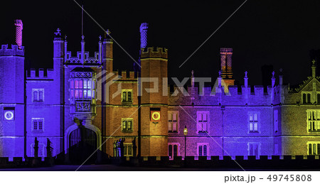 Illuminated Hampton Court Palace by night Illuminated Hampton Court Palace by night 49745808