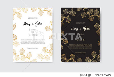 Vector invitation with gold floral elements. Luxury ornament template. greeting card, invitation Vector invitation with gold floral elements. Luxury ornament template. greeting card, invitation 49747589