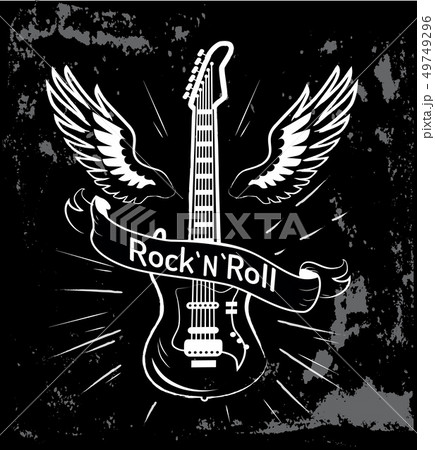 Rock n roll Guitar and Wings Vector Illustrationのイラスト素材 [49749296] - PIXTA