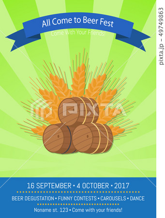 All Come to Beer Fest Vector Illustration on Green 49749863