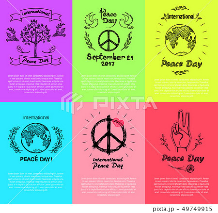 Set of Posters for Peace Day Vector Illustration 49749915