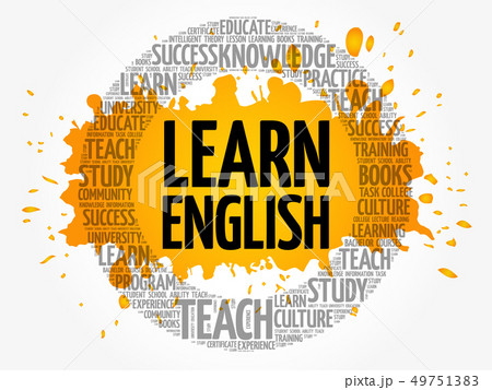 Learn English Word Cloud Collageのイラスト素材