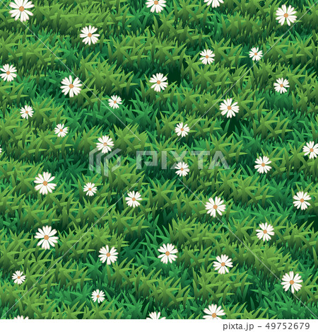 vector seamless pattern with green grass and flower texture. vector seamless pattern with green grass and flower texture. 49752679