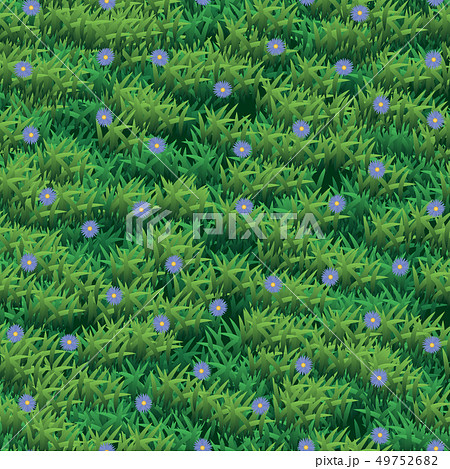 Abstract vector grass and flower texture. Green grass seamless pattern 49752682