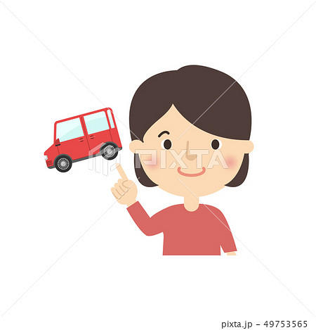 女性:女の子 指差し チェック ポーズ 車 自動車 女性:女の子 指差し チェック ポーズ 車 自動車 49753565