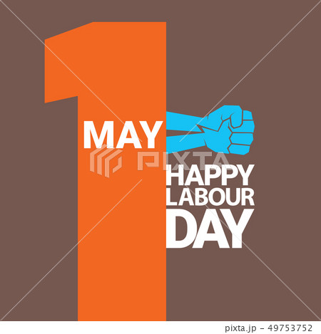 1 may - happy labour day. vector happy labour day poster or banner with clenched fist. workers day 49753752