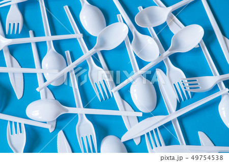 Plastic disposable cutlery, forbidden in EU Plastic disposable cutlery, forbidden in EU 49754538