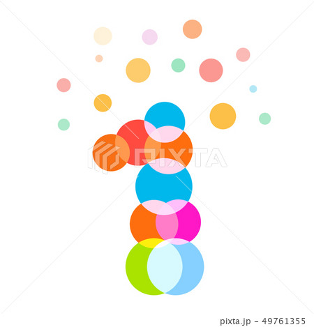 One number of the colorful bubbles and balls, decoration for children birthday. Vector illustration. 49761355