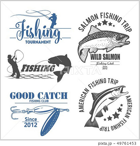 Vintage trout fishing emblems, labels and design elements 49761453