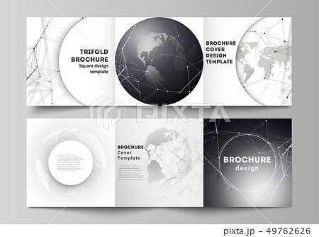 Vector layout of square format covers design templates for trifold brochure, flyer. Futuristic 49762626