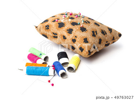 pin cushion with tiger pattern isolated on white pin cushion with tiger pattern isolated on white 49763027