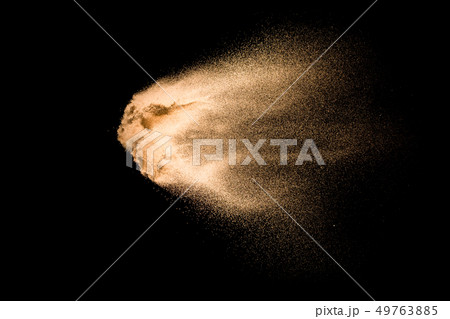 Sand explosion isolated on black background. 49763885