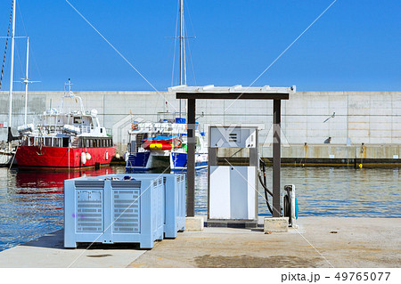 Fuel dispenser at boat filling station port Blanes 49765077