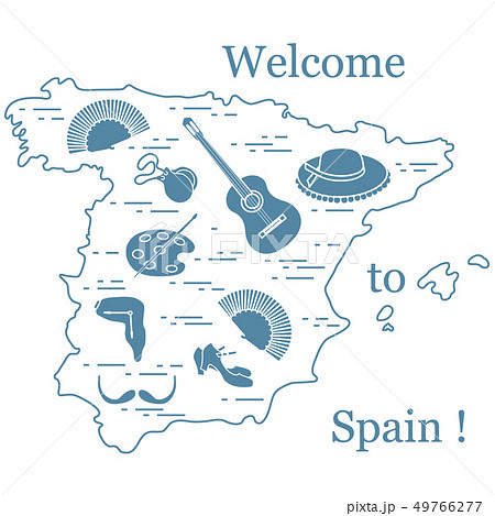 various symbols of Spain arranged in a circle various symbols of Spain arranged in a circle 49766277