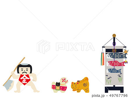 端午の節句のイメージ。 日本の季節のイラスト。 五月人形。こどもの日のイラスト素材。 金太郎。坂田金 49767796