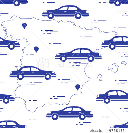Pattern with cars and map of Spain Travel and 49768135