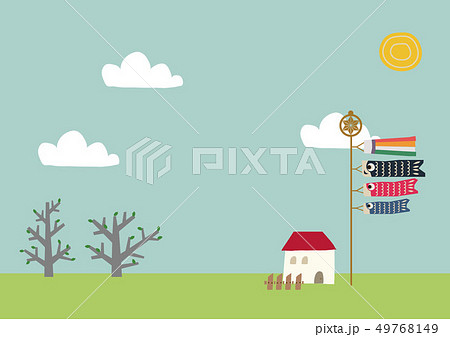 端午の節句のイメージ。 鯉のぼり。 日本の季節のイラスト。 こどもの日のイラスト素材。 端午の節句のイメージ。 鯉のぼり。 日本の季節のイラスト。 こどもの日のイラスト素材。 49768149