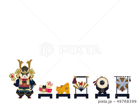 端午の節句のイメージ。 日本の季節のイラスト。 五月人形。こどもの日のイラスト素材。鎧武者。 49768399