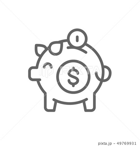 Piggy bank, save money line icon. Isolated on white background Piggy bank, save money line icon. Isolated on white background 49769931