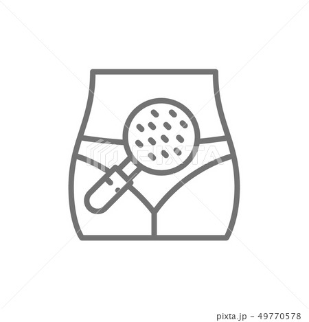 Woman body under magnifier loupe, probiotics, good bacteria line icon. Woman body under magnifier loupe, probiotics, good bacteria line icon. 49770578