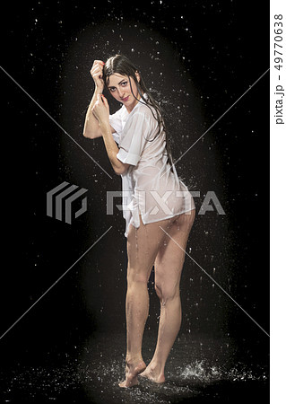 naked girl in a wet shirt 49770638