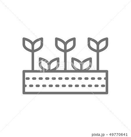 Field with plants, farmland, garden, agricultural landscape line icon. 49770641