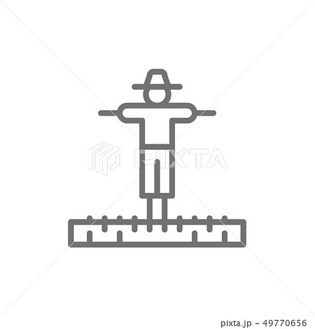 Scarecrow in garden, agriculture, gardening line icon. 49770656