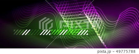 Glowing neon abstract lines, techno futuristic 49775788