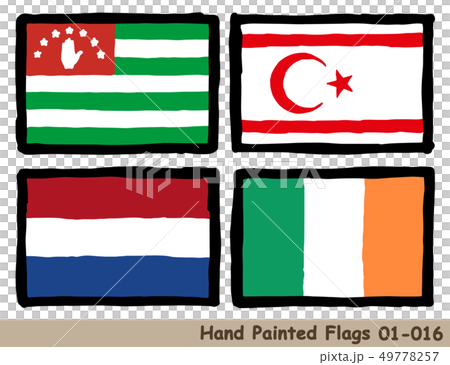 手描きの旗アイコン アブハジアの国旗 北キプロスの国旗 オランダの国旗 アイルランドの国旗 のイラスト素材