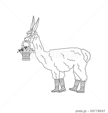Easter llama with basket outline 49778697