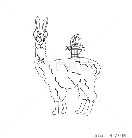 Easter llama with basket outline 49778699
