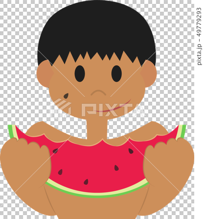 スイカを持っている男の子 49779293