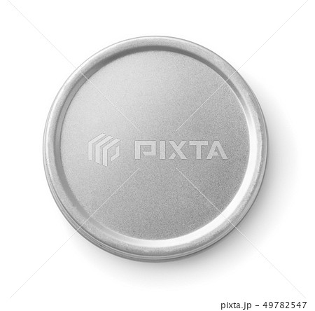 Top view of closed metal round container Top view of closed metal round container 49782547