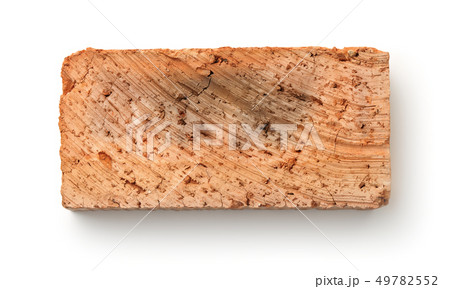 Top view of rough red clay brick 49782552