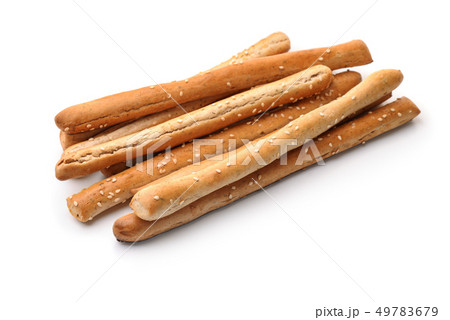 Fresh baked Italian grissini breadsticks 49783679