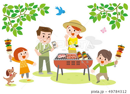 Family Enjoying Barbecue Stock Illustration