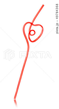 Red heart shaped drinking straw 49784368
