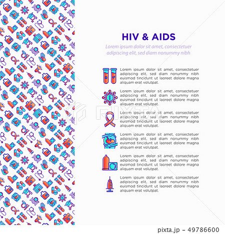 HIV and AIDs concept with thin line icons 49786600