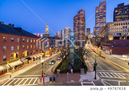 Boston Downtown cityscape sunset 49787638
