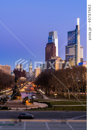Philladelphia City Hall Night 49787663