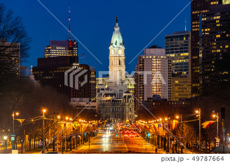 Philladelphia City Hall Night 49787664