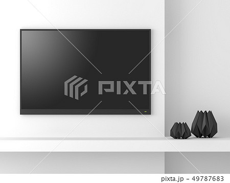 Minimal style empty tv screen mockup 3d render 49787683