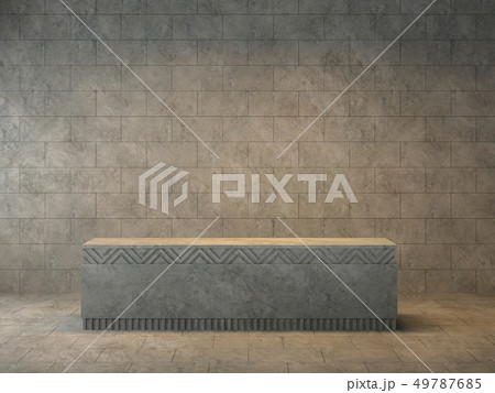 Loft room with empty concrete podium 3d render 49787685