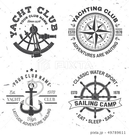 Set of summer sailing camp badge. Vector. Concept for shirt, stamp or tee. Vintage typography design Set of summer sailing camp badge. Vector. Concept for shirt, stamp or tee. Vintage typography design 49789611