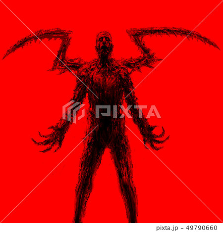 Dark vampire insect on red background 49790660