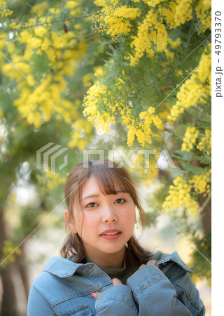 ミモザと女性 ミモザと女性 49793370