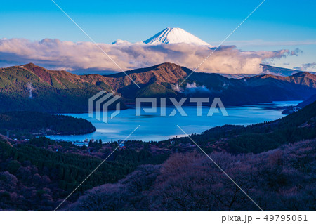 (神奈川県)箱根から望む富士山 夜明け (神奈川県)箱根から望む富士山 夜明け 49795061