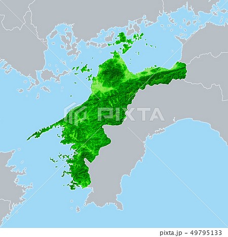 愛媛県地図のイラスト素材